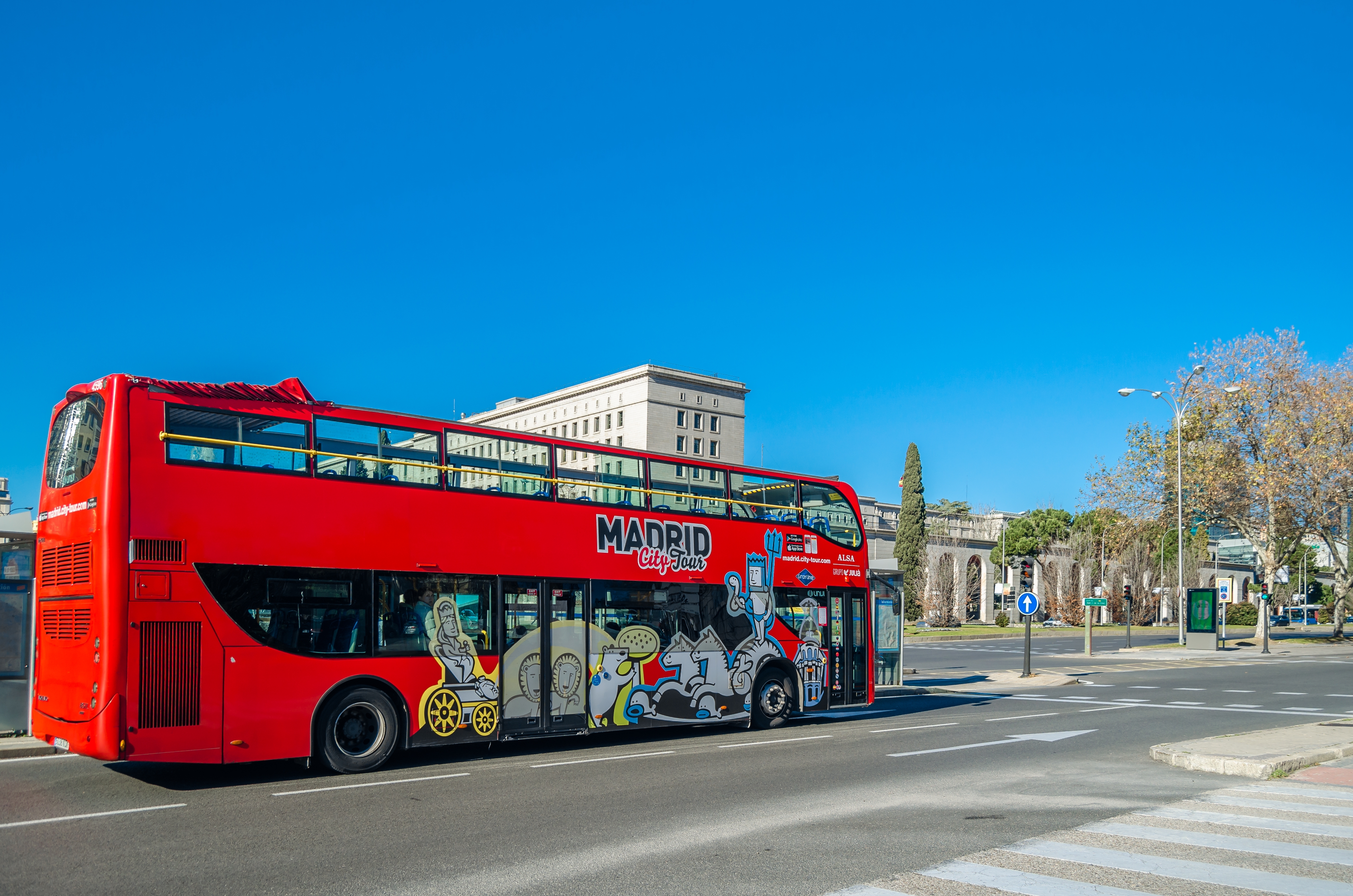 Open top bus tour in Madrid, Spain