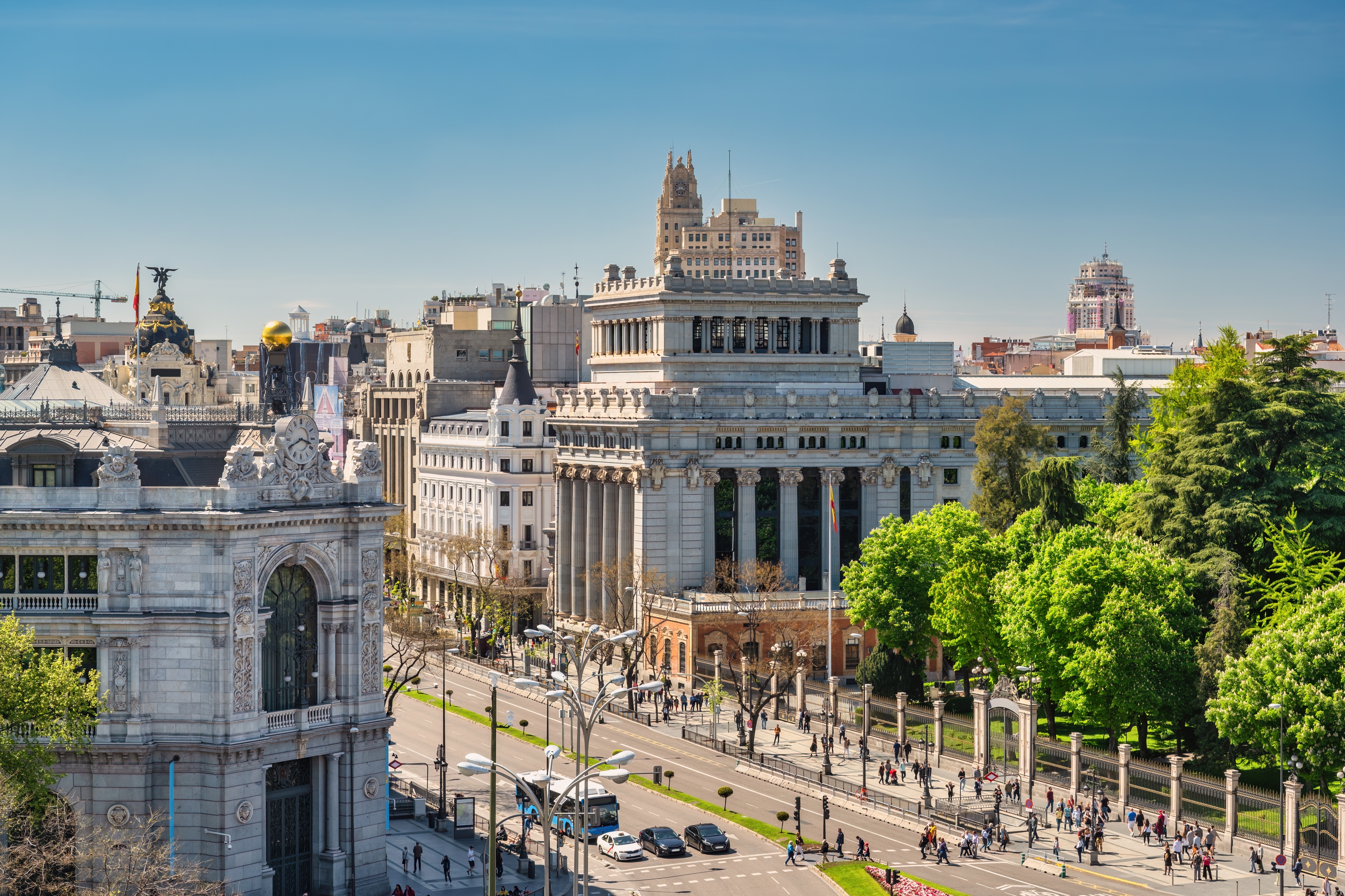 High angle of street in Madrid, Spain