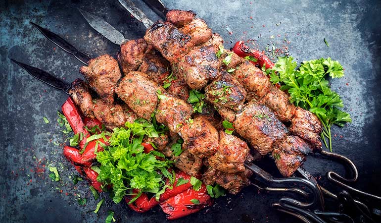 typical russian food shashlik 