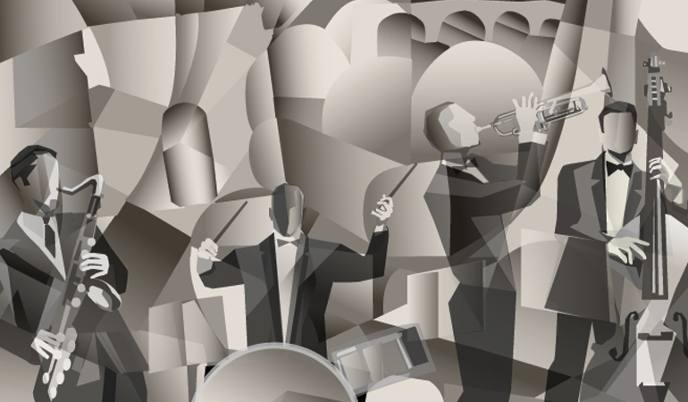 paris jazz band vector 