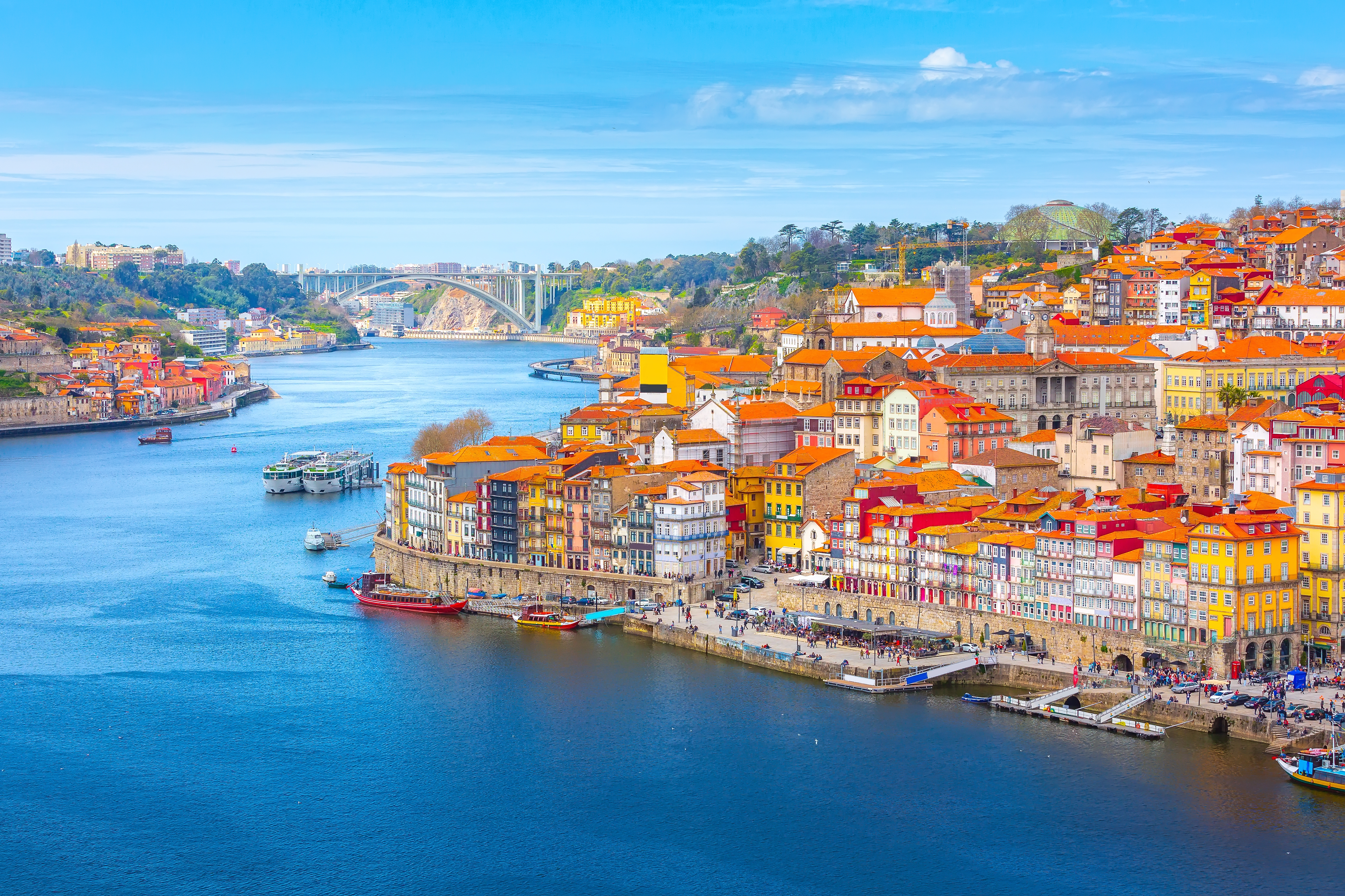 Colourful facades on the Douro River in Porto