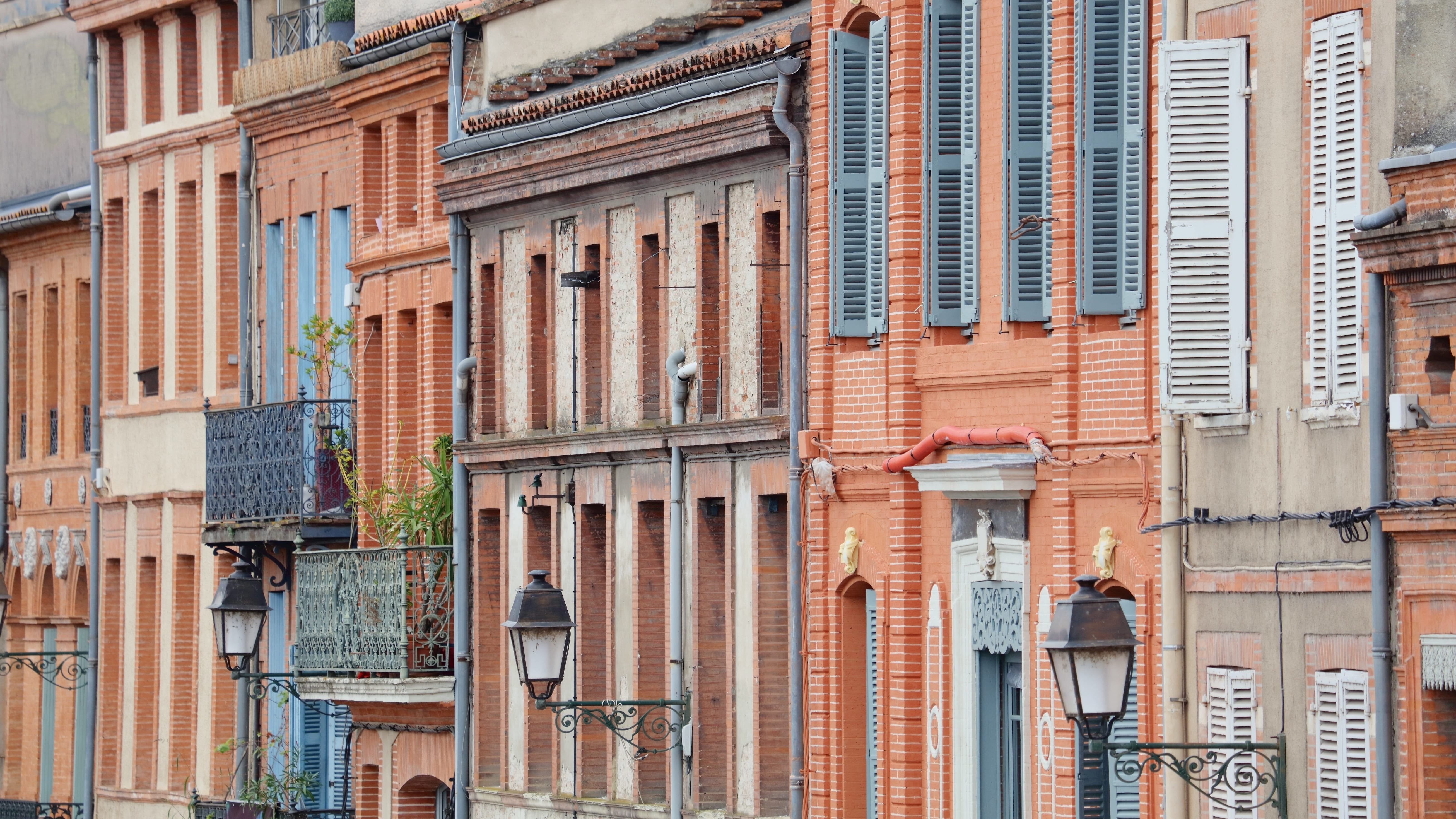 Street in St. Cyprien district of Toulouse city, France