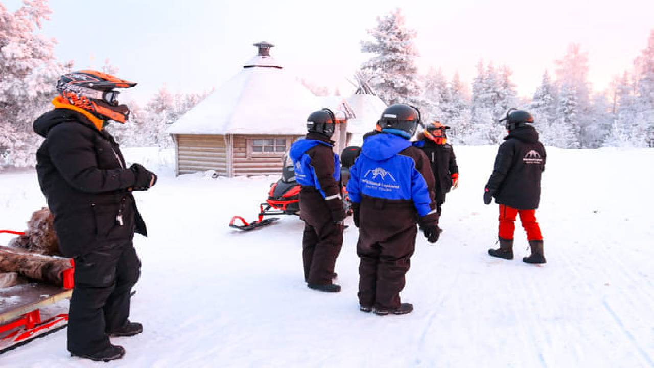 Family Snowmobile Sledge Ride