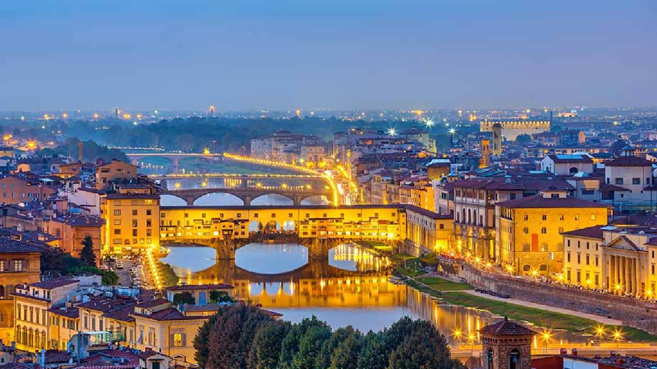 Florence bridge at night